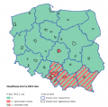 Rysunek 5. Klasy stref określone na podstawie średnich rocznych stężeń pyłu PM2,5 w Polsce w wyniku oceny jakości powietrza za rok 2019 (ochrona zdrowia)..png